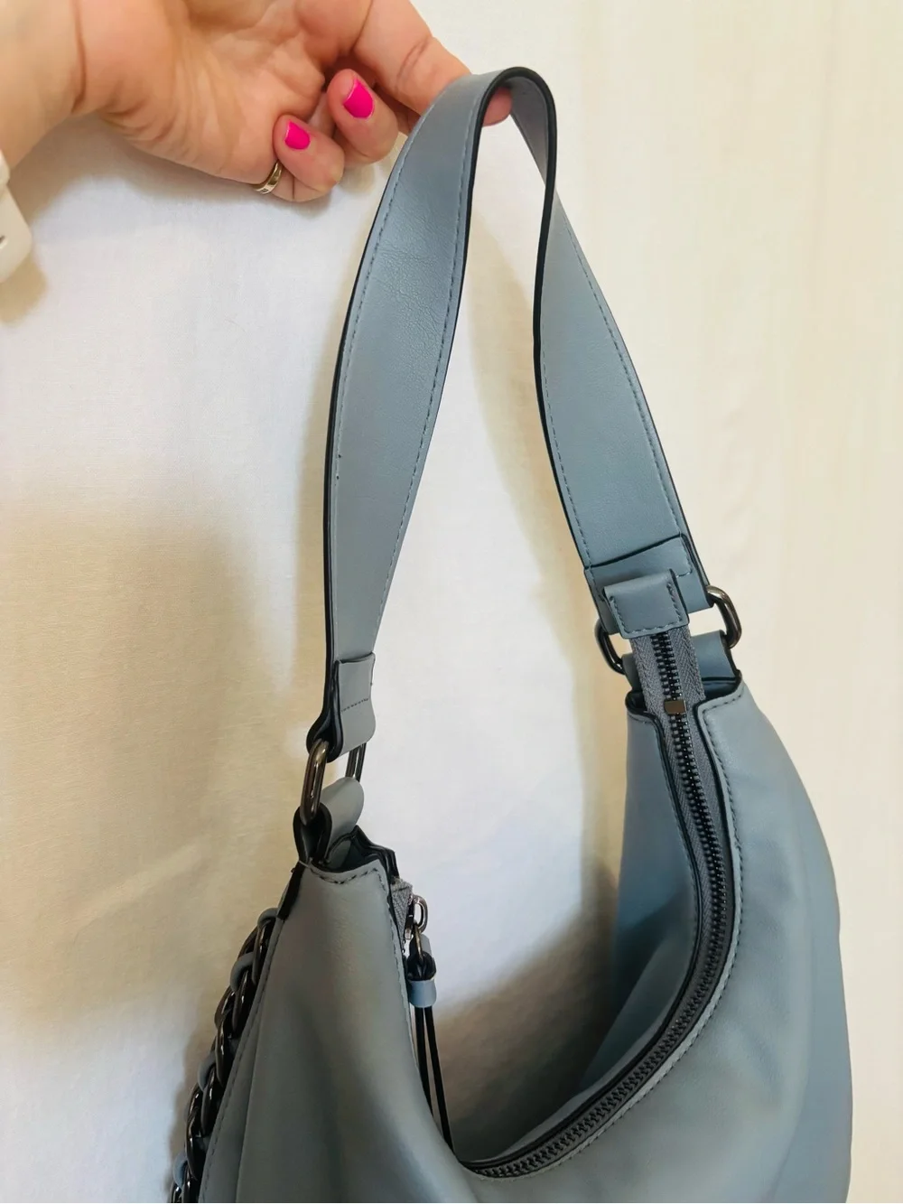 Cool Blue Crescent Moon Hobo Shoulder Bag